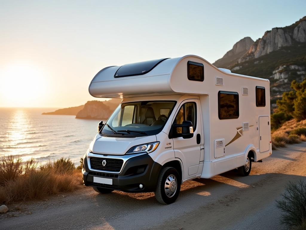 Camping-car au bord de la mer Méditerranée