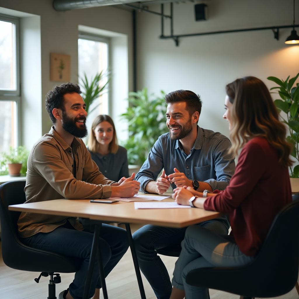 Réunion d'entreprise sur les avantages sociaux