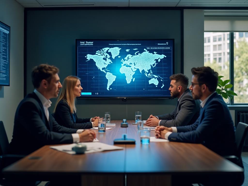 Équipe dirigeante discutant de la sécurité informatique