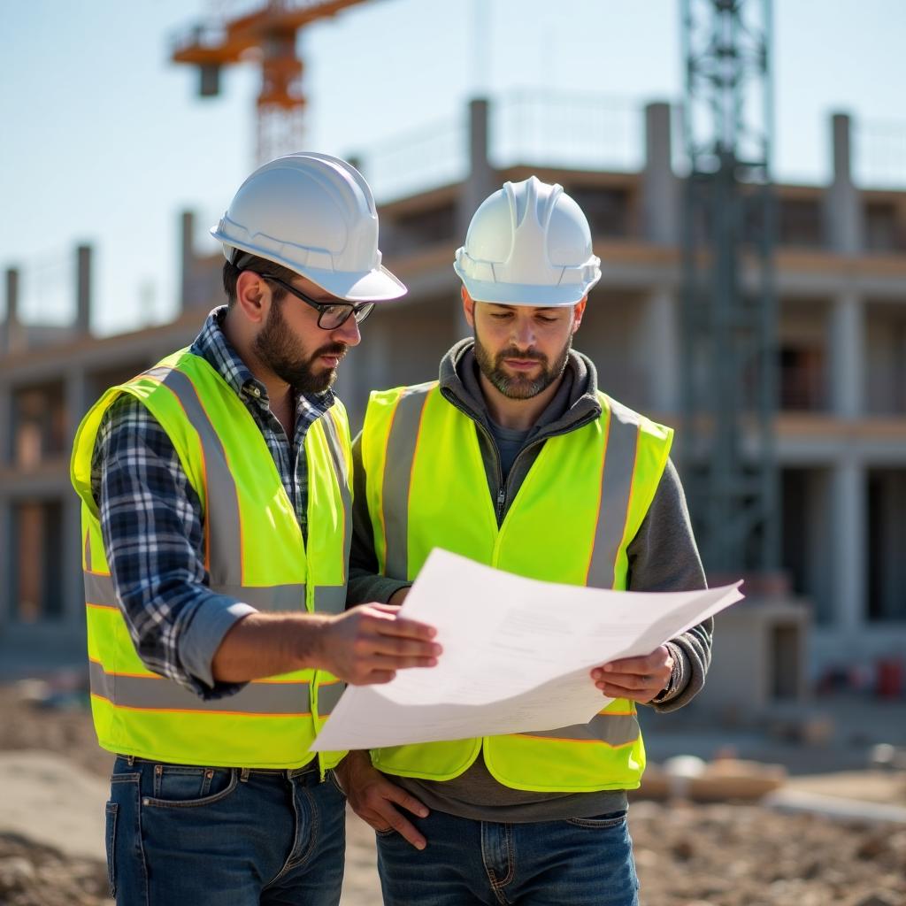Ouvriers sur un chantier de construction