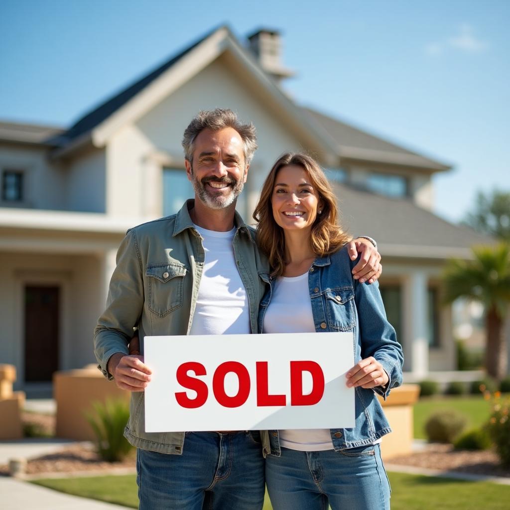 Couple recevant les clés de leur nouveau logement