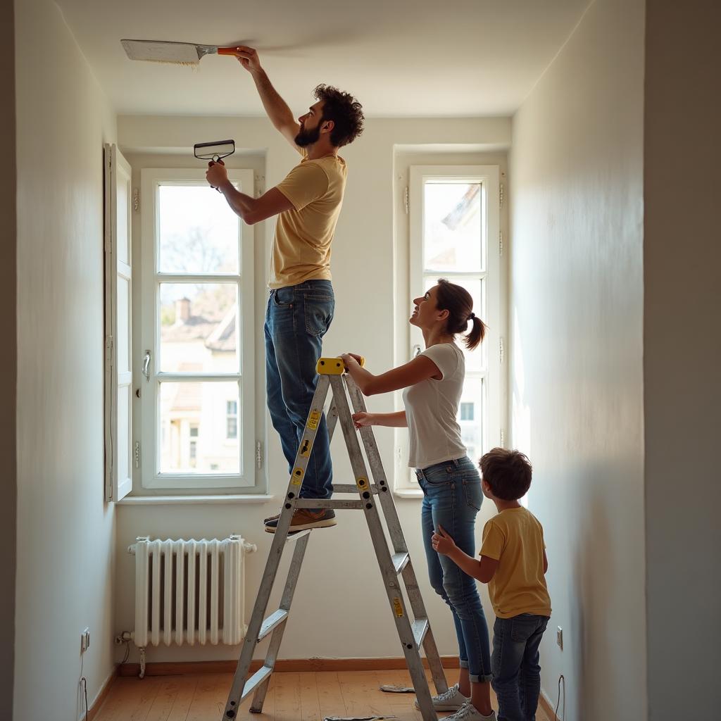 Famille cuisinant ensemble à la maison