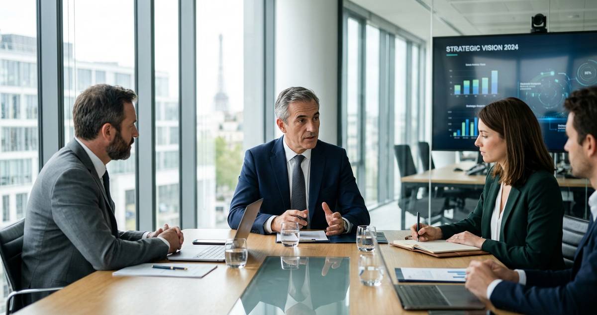 Dirigeant d'entreprise en réunion stratégique
