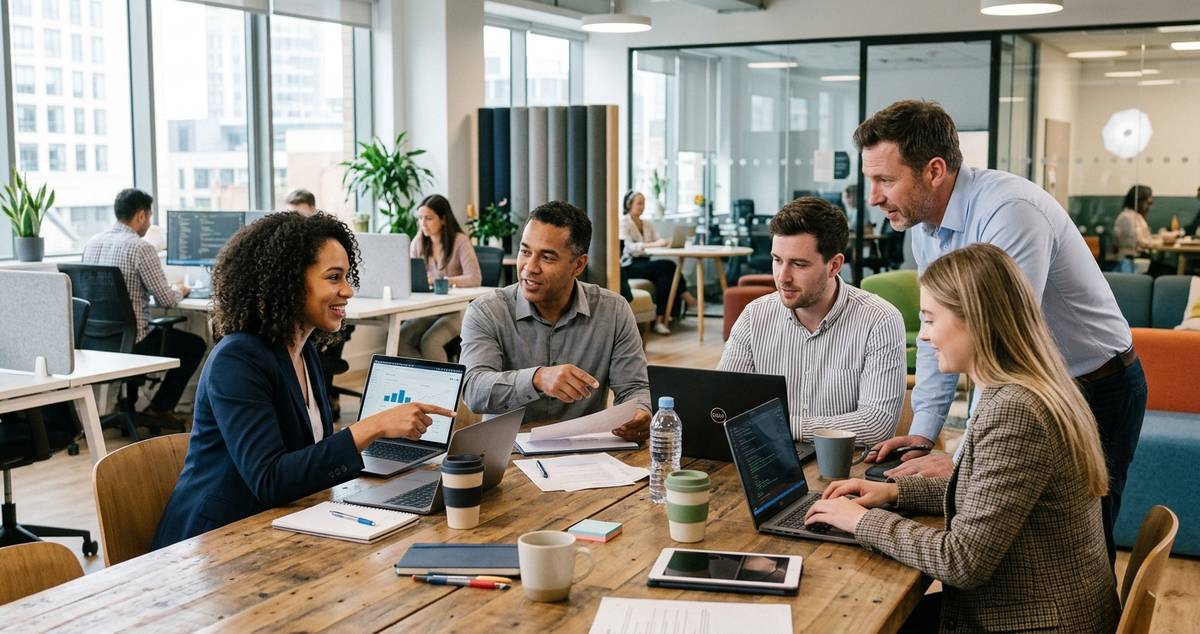 Équipe professionnelle travaillant ensemble au bureau