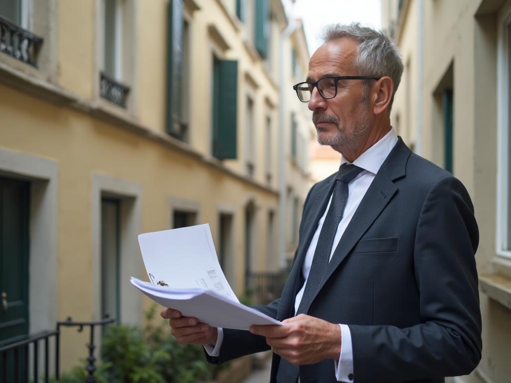 Propriétaire bailleur examinant ses contrats de location