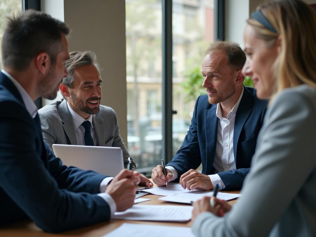 Réunion entre propriétaire et conseiller assurance