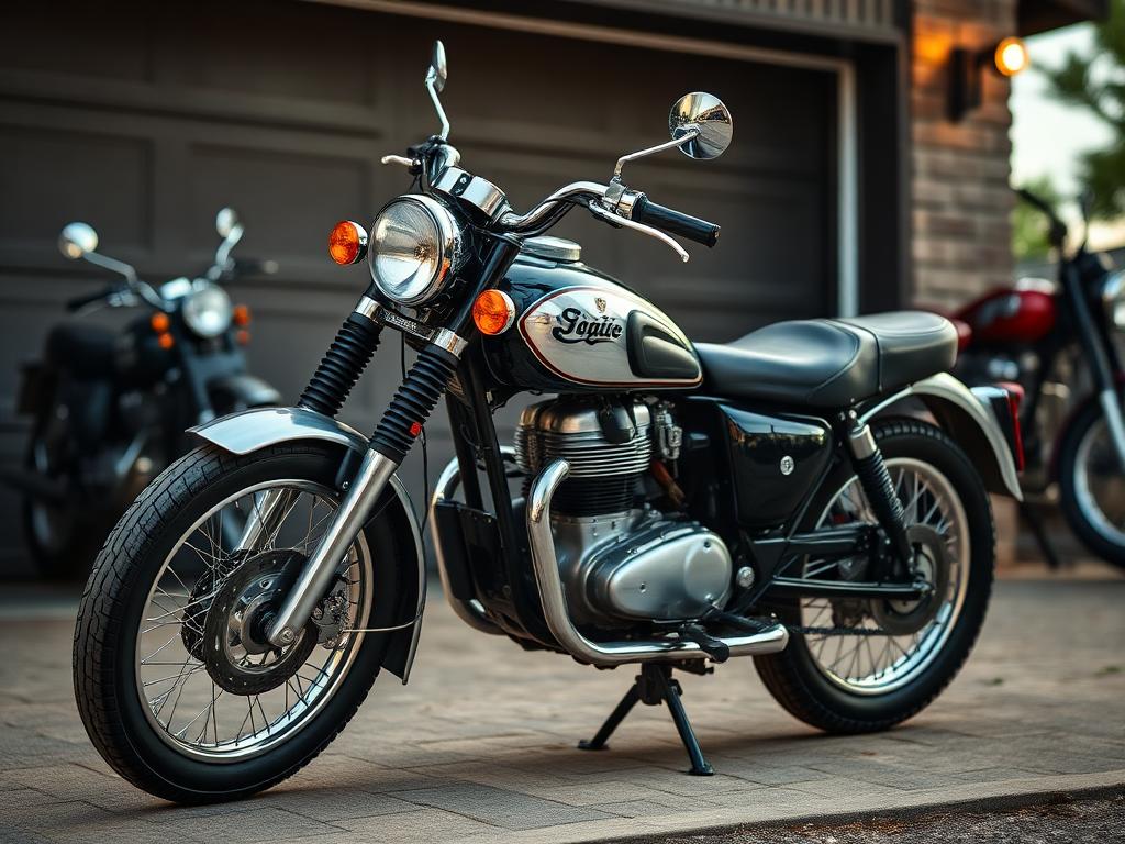 Moto vintage dans un garage