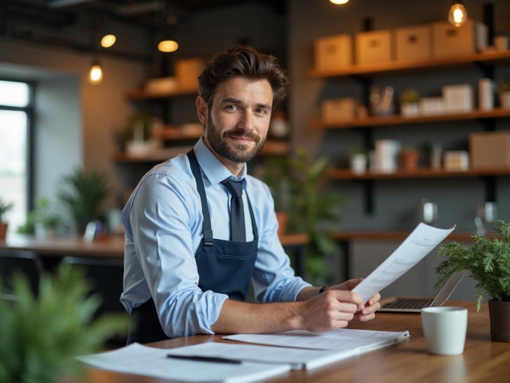 Chef d'entreprise consultant son assurance professionnelle