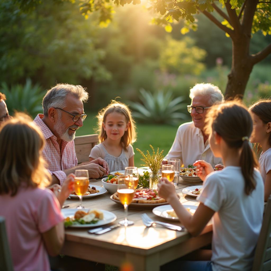 Famille réunie pour un repas de fête