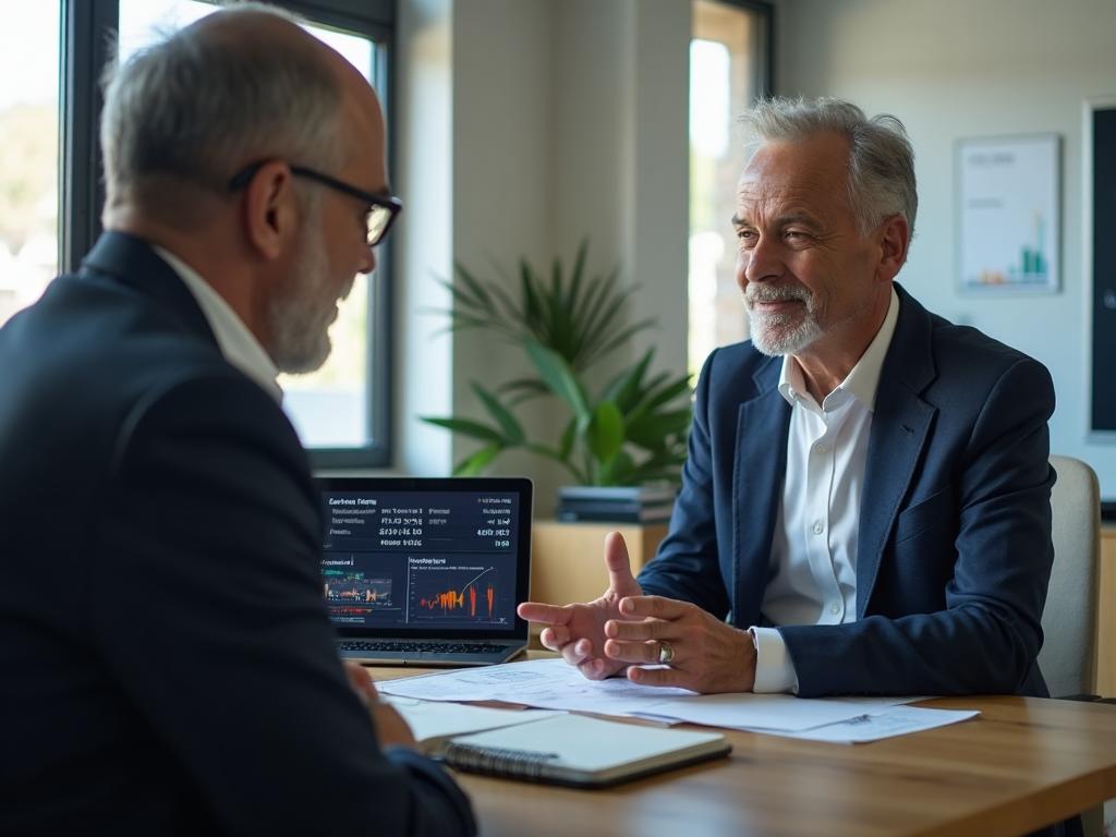 Professionnel planifiant sa retraite avec un conseiller