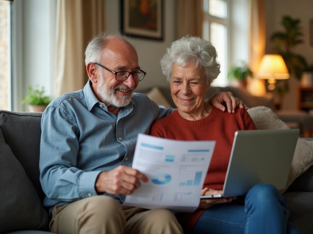 Couple senior heureux préparant sa retraite