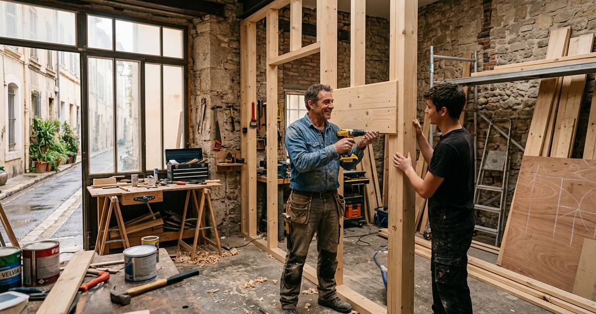 Local commercial en cours de remise en état après sinistre