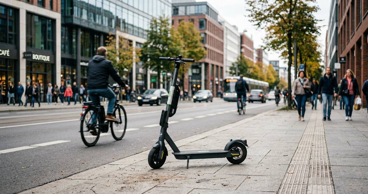 Trottinette électrique garée dans un environnement urbain