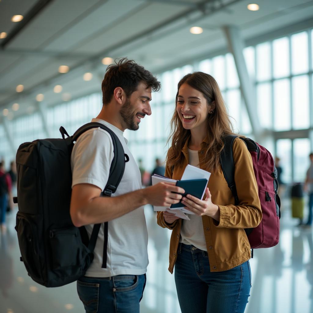 Couple voyageur à l'aéroport